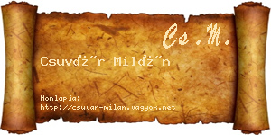 Csuvár Milán névjegykártya