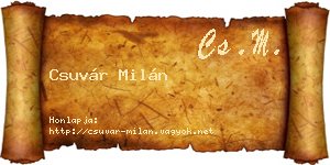 Csuvár Milán névjegykártya